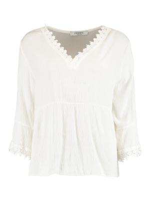 Bluse mit 3/4 Arm, Kragen mit Spitze | Blouse Ji44l