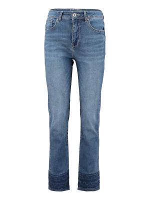 Damen Jeans mit dekorativer Spitze am Bein.