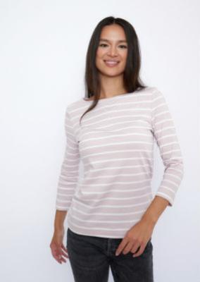 Geringeltes Shirt mit U-Boot Ausschnitt und 3/4 Arm, Ringel 2,2