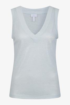 Edel & vielseitig: Ärmelloses Shirt mit schimmerndem Finish