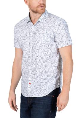 TIMEZONE Kurzarmhemd mit minimalistischem Print – Lässige Eleganz in Weiß und Dunkelblau