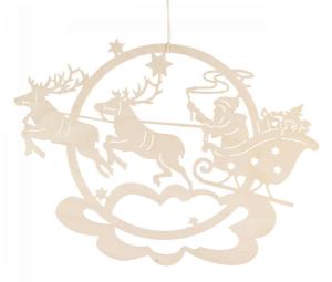 Fensterbild Rentierschlitten mit Weihnachtsmann