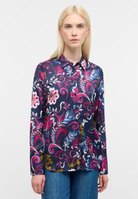 Hemdbluse aus Viskose-Satin mit floralem Print – Elegant, farbenfroh & fließend | Bluse 7759 D351
