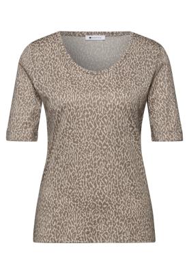 printed shirt w.rounded v-neck