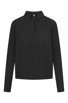 Marlie | Moderner Minimalismus: Langarm-Bluse mit tiefem Polo-Ausschnitt