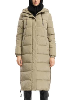 Langer, wärmend wattierter Steppmantel mit Kapuze