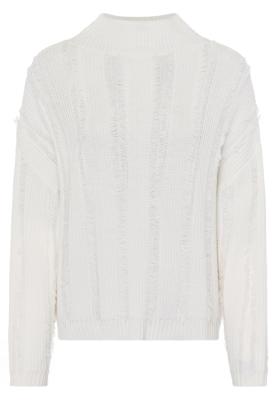 Rippen-Pullover mit Fransen-Optik und Stehkragen