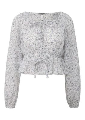 Carmenbluse mit all over print Gummizug in der Taille