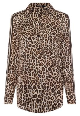 Marc Aurel Bluse aus Viskose-Satin mit Leoprint und Streifenpatchwork