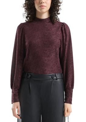 leicht transparente Blusenshirt mit abstraktem Jacquardmuster