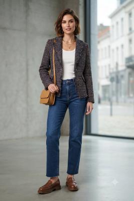 White Label Tweed-Blazer – Eleganter Stil mit Fransen-Details