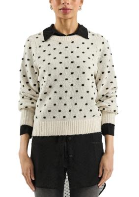 Pullover mit Puffärmel und Punktemuster