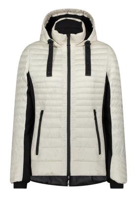 Damen-Steppjacke in Creme mit Fake-Daune und Kapuze