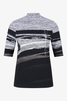 Auffallend stilvoll: Shirt mit abstraktem Print und funkelnden Akzenten |Oliana