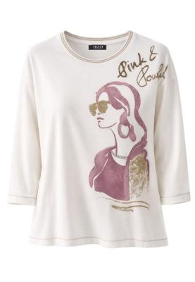 Shirt stilisierten Fashion-Print und funkelnden Schmuckstein-Details