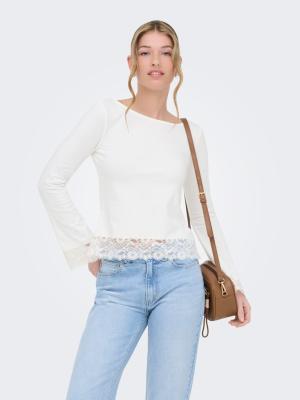 ONLLIVE LOVE L/S O-NECK LACE TOP CS