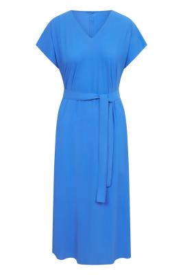 Adina | Lässiges Midikleid aus technischem Jersey mit V-Ausschnitt