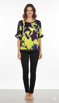 Beate Heymann Kurzarmbluse – Expressive Farbdynamik