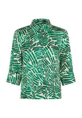 Kurze Bluse mit 3/4 Ärmel und grünem Print