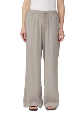 Leinenmixhose mit Gummizug und weitem Bein