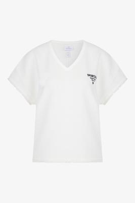 T-Shirt mit V-Ausschnitt und Fransen – Lässiger Look mit Stil