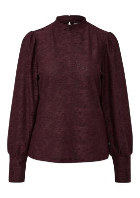 leicht transparente Blusenshirt mit abstraktem Jacquardmuster