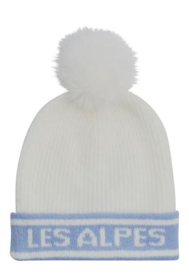Strickmütze „LES ALPES“ mit Bommel – Winterlicher Style trifft alpines Flair