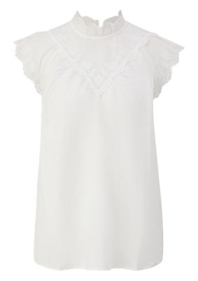 Blusentop mit transparenten Einsätzen und Stickerei