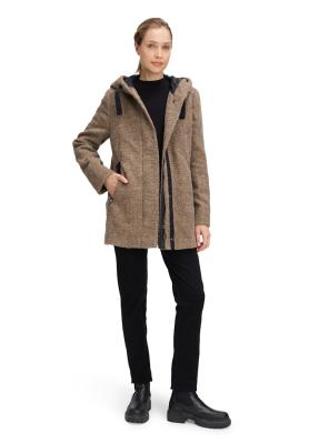 Ausgestellter Mantel mit Kapuze und Reißverschlussdetails