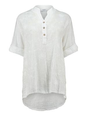 Luftig & edel: Bluse mit Stickerei und Stehkragen