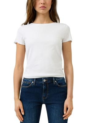 verkürztes Rippshirt mit Rundhalsausschnitt