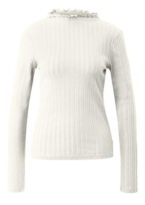 Schmales Langarmshirt mit Ajourmuster und Stehkragen