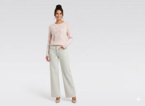 Rundhals Pullover mit Strassmotiv