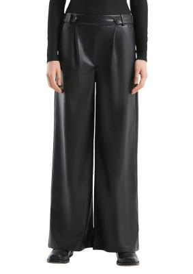 Wide-Leg-Hose in Leder-Optik