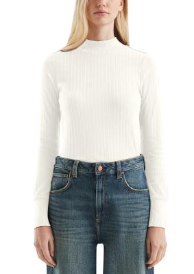 Schmales Langarmshirt mit Ribbstruktur