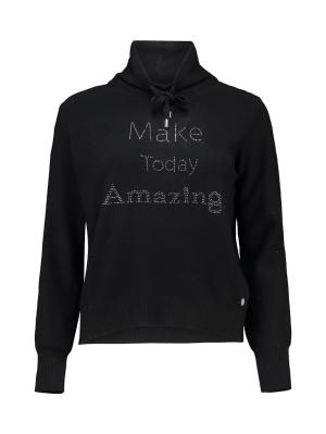 Damen Pullover mit Rollkragen und Print.