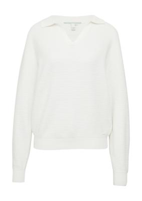 Strukturierter Pullover mit Polokragen