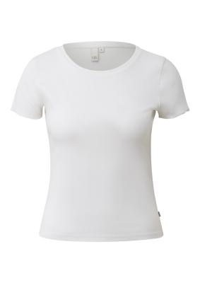 verkürztes Rippshirt mit Rundhalsausschnitt