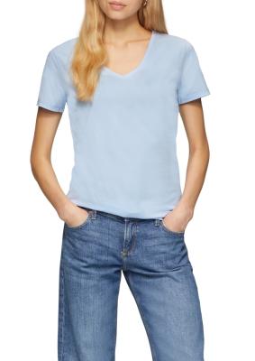 Baumwollshirt mit V - Ausschnitt