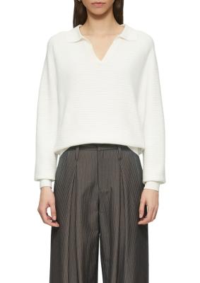 Strukturierter Pullover mit Polokragen