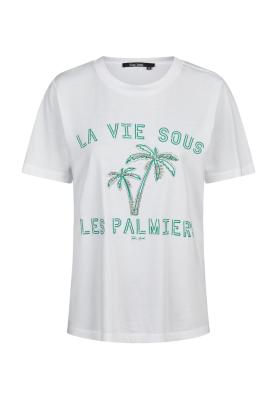 Shirt mit gesticktem Schriftzug und Strass