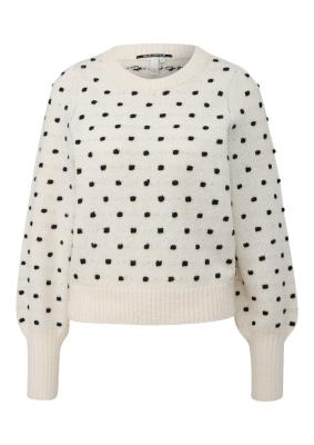 Pullover mit Puffärmel und Punktemuster