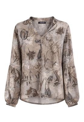 Bluse mit V-Ausschnitt, fließendem Fall und bedruckter Webware aus EcoVero-Viskose