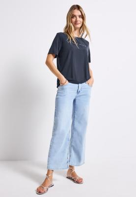 silk look shirt w.stone wordin