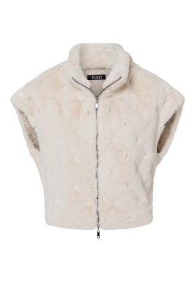 Kurze Kunstfellweste mit Stehkragen und Reißverschluss