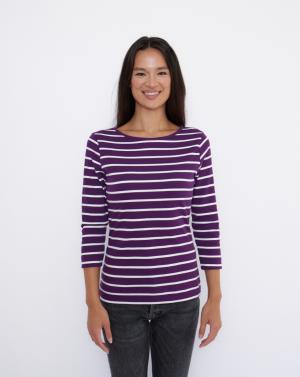 Geringeltes Shirt mit U-Boot Ausschnitt und 3/4 Arm, Ringel 2,2