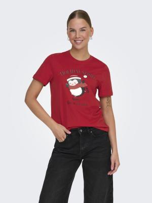 T-Shirt mit weihnachtlichem Motiv | ONLKITA LIFE REG S/S TOP BOX XMAS J