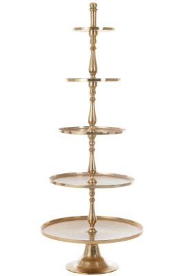 Tablett Etagere Rund Aluminium Gold
