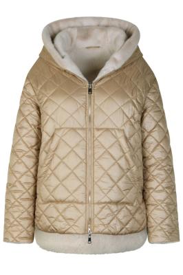 Wendejacke mit Kapuze in Stepp-Optik und Fake Fur