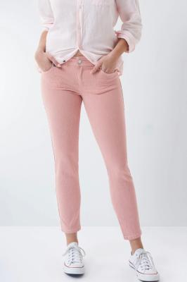 Rosa gestreifte Cropped Push Up Wonder-Jeans, Skinny